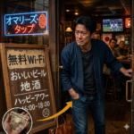 私はバーの出口で立ち尽くし、冷たいネオンサインが「Wi-Fi」と「Great」という文字を無慈悲に照らし出しているのを凝視しました。財布の中身はゼロ。頭の中は、今まさに飲み干した10本分のビール代という、到底払えないはずの金額のことで真っ白になりました。  逃げ出すという選択肢が一瞬頭をよぎりました。しかし、バーテンダーのあの冷徹で、かつ、これから何かが起こることを予期しているかのような眼差しを思い出し、それすら不可能だと悟りました。