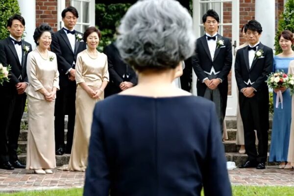 母は何も言いませんでした。ただ、ごく自然な動作で、まるで長年連れ添った夫婦の服の乱れを直すかのように、私のベールを整え、ドレスの裾を払いました。そして、何百人ものゲストが固唾を飲んで見守る中、母はゆっくりと、しかし毅然とした足取りで、私の腕に自分の腕を絡めました。